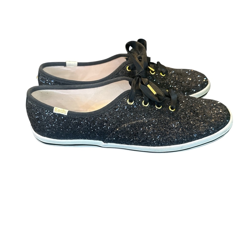 Keds x Kate Spade New York Black Glitter Sneakers Size 7 - Picture 2 of 11